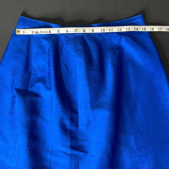 Vintage Custom Made Blue Raw Silk Jacket and Skirt Suit - Picture 9 of 17